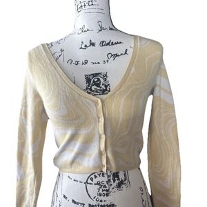 Kendall & Kylie juniors yellow Swirl Cropped Cardigan sweater size XS